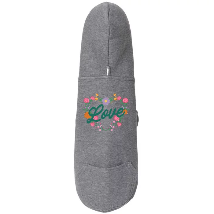 Love Floral Heart Doggie 3-End Fleece Hoodie