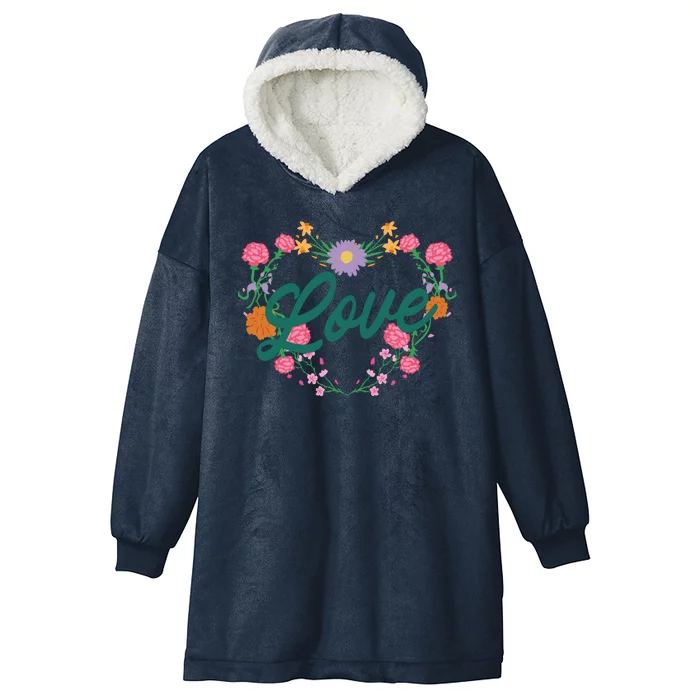 Love Floral Heart Hooded Wearable Blanket