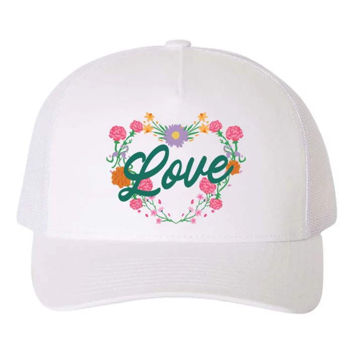 Love Floral Heart Yupoong Adult 5-Panel Trucker Hat