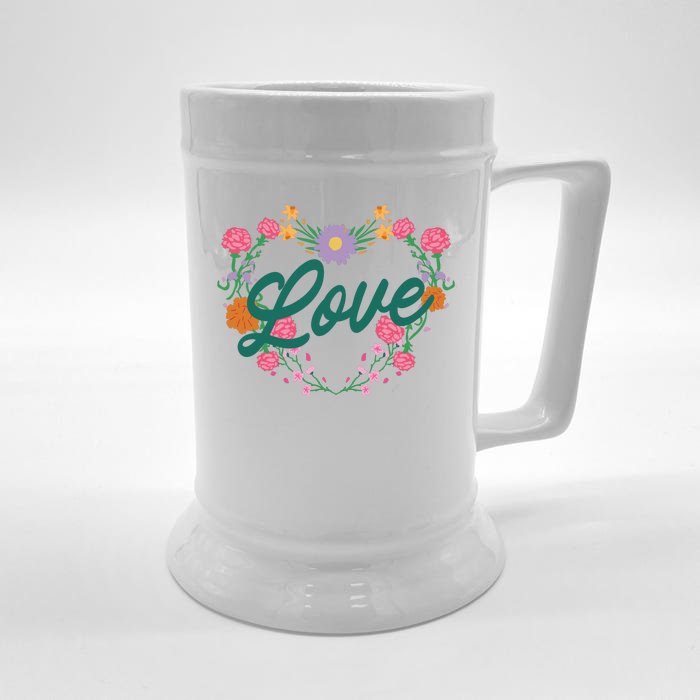 Love Floral Heart Front & Back Beer Stein