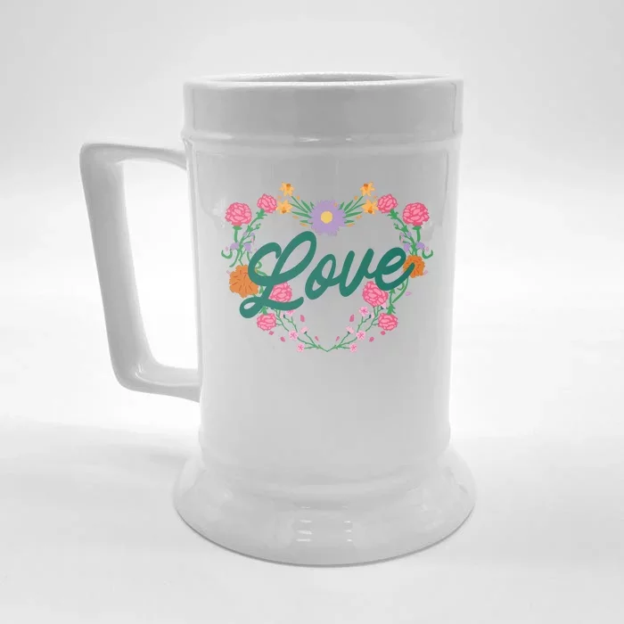 Love Floral Heart Front & Back Beer Stein