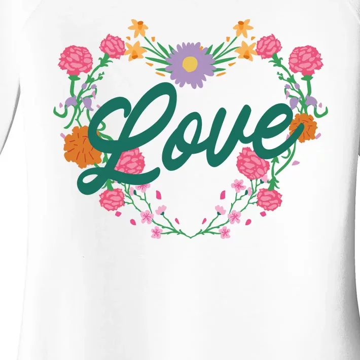 Love Floral Heart Women's Perfect Tri Tunic Long Sleeve Shirt