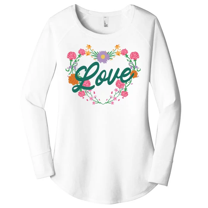 Love Floral Heart Women's Perfect Tri Tunic Long Sleeve Shirt