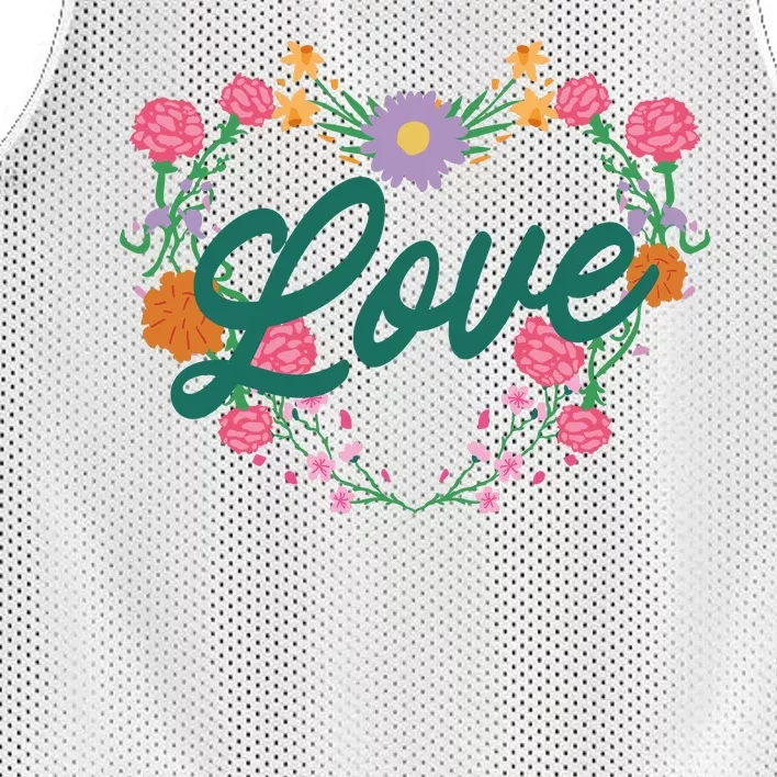 Love Floral Heart Mesh Reversible Basketball Jersey Tank