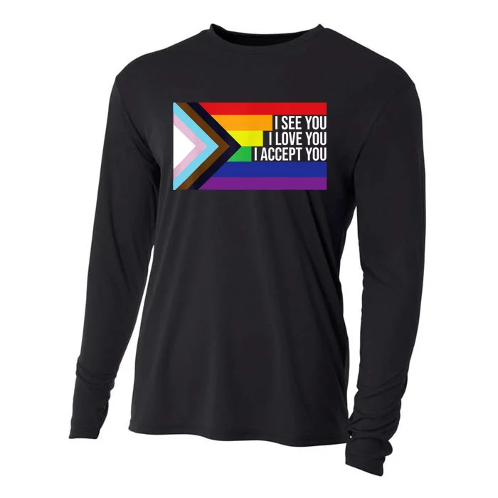 LGBTQIA Flag I See You I Love You I Accept You Ally LGBTQ Cooling Performance Long Sleeve Crew