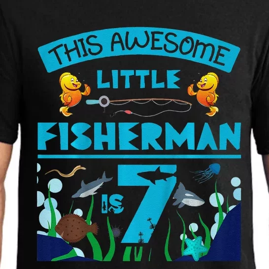 Little Fisherman Is Now 7 Fishing Sea 7th Birthday Party Pajama Set