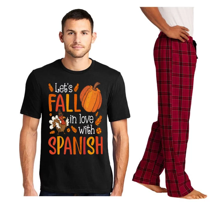 Lets Fall In Love With Spanish Teacher Thanksgiving Pajama Set