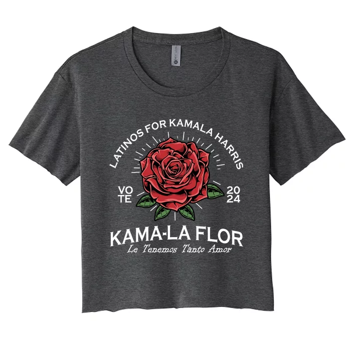 Latinos For Kamala Harris 2024 Vote Kamala Flor Le Temenos Women's Crop Top Tee