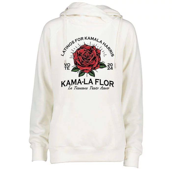 Latinos For Kamala Harris 2024 Vote Kamala Flor Le Temenos Womens Funnel Neck Pullover Hood