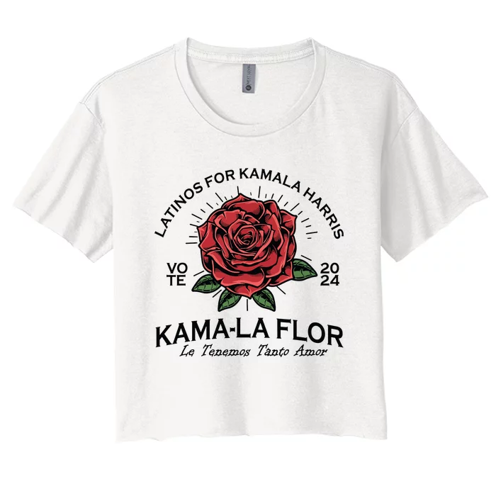 Latinos For Kamala Harris 2024 Vote Kamala Flor Le Temenos Women's Crop Top Tee