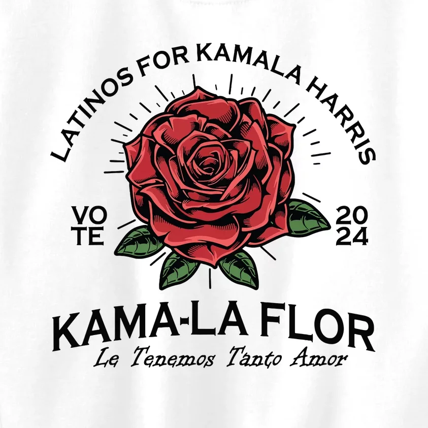 Latinos For Kamala Harris 2024 Vote Kamala Flor Le Temenos Kids Sweatshirt