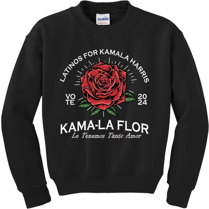 Latinos For Kamala Harris 2024 Vote Kama La Flor Le Temenos Kids Sweatshirt