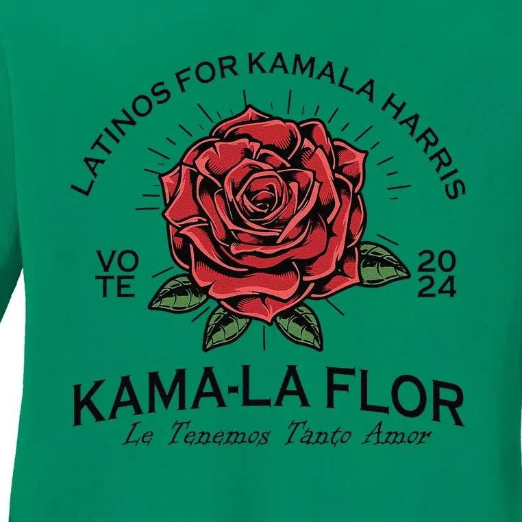 Latinos For Kamala Harris 2024 Vote Kamala Flor Le Temenos Gift Ladies Long Sleeve Shirt