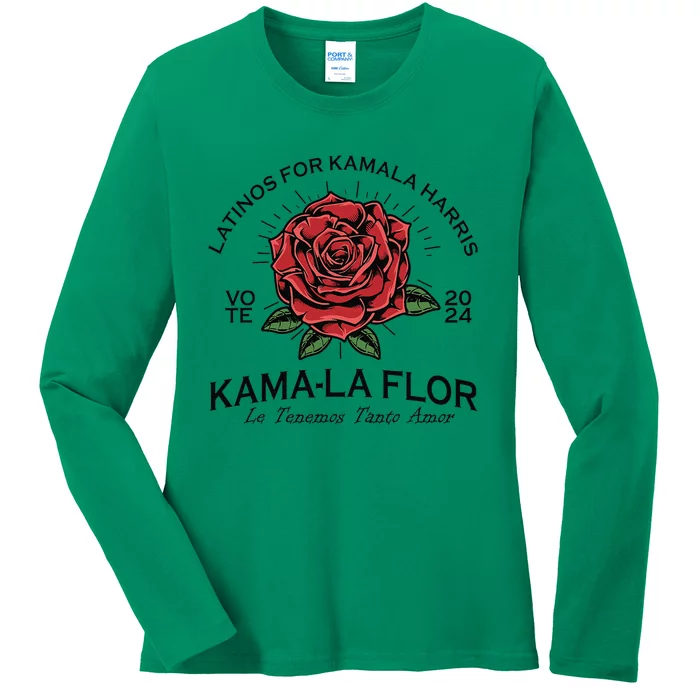 Latinos For Kamala Harris 2024 Vote Kamala Flor Le Temenos Gift Ladies Long Sleeve Shirt