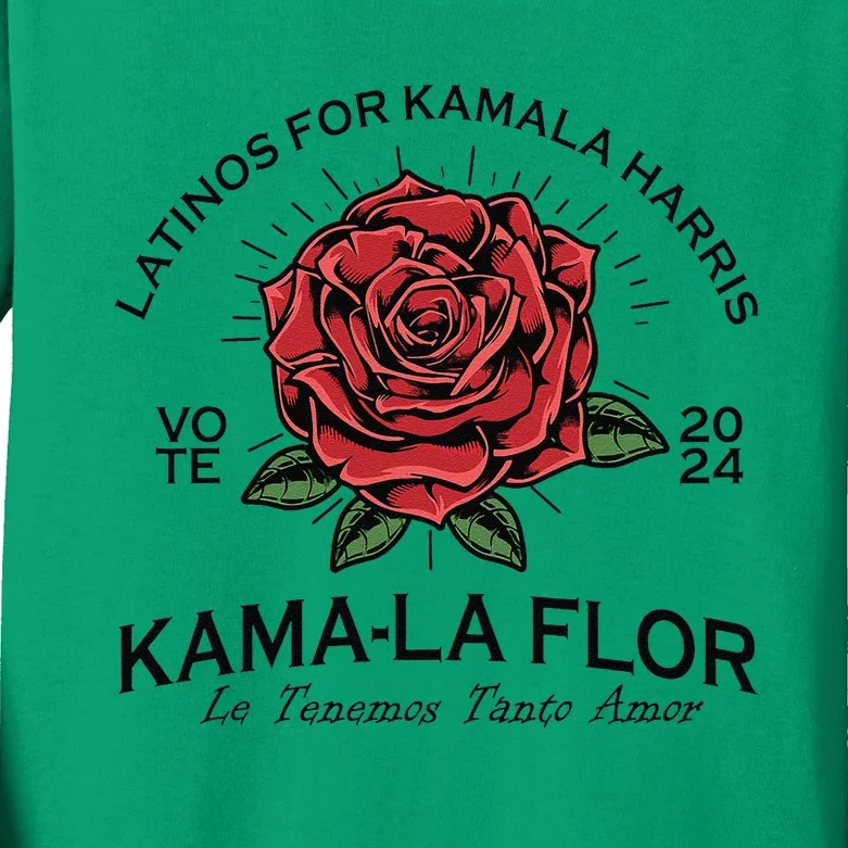 Latinos For Kamala Harris 2024 Vote Kamala Flor Le Temenos Gift Kids Long Sleeve Shirt