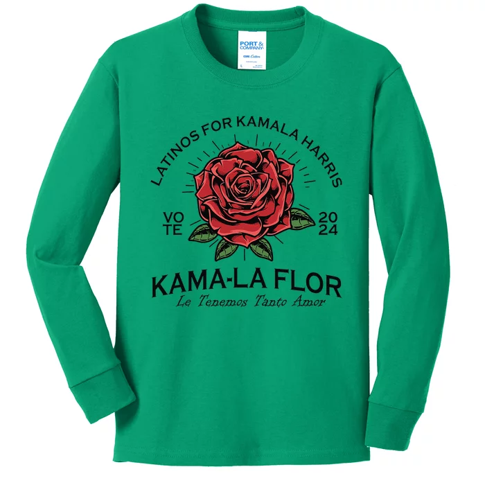 Latinos For Kamala Harris 2024 Vote Kamala Flor Le Temenos Gift Kids Long Sleeve Shirt