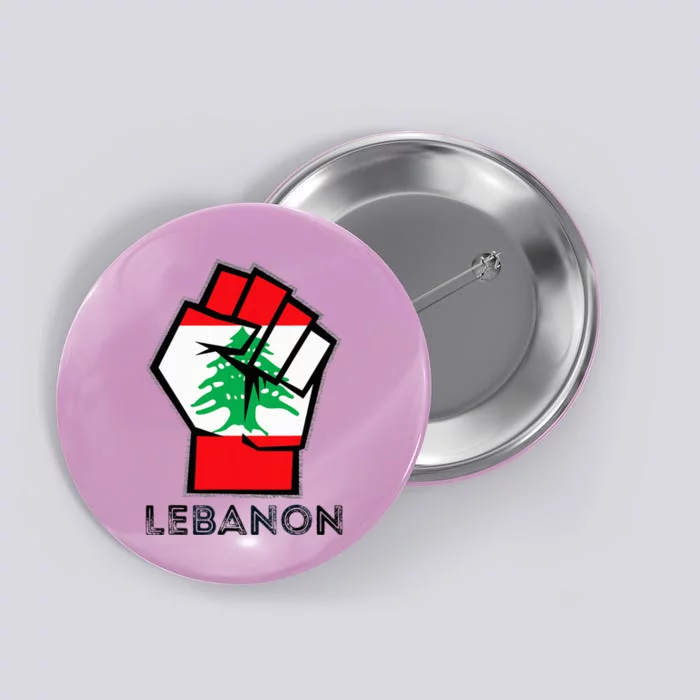 Lebanon Flag Lebanese Flag Fist Lebanese Patriotic Flag Button