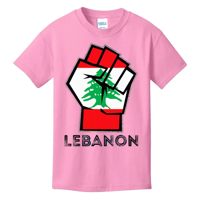 Lebanon Flag Lebanese Flag Fist Lebanese Patriotic Flag Kids T-Shirt