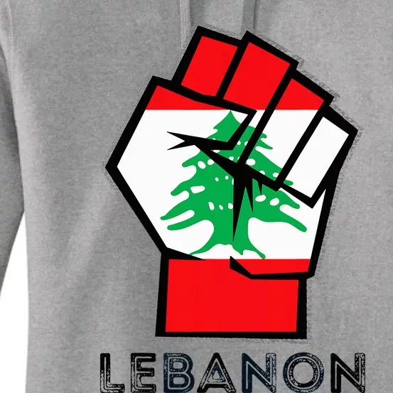 Lebanon Flag Lebanese Flag Fist Lebanese Patriotic Flag Women's Pullover Hoodie