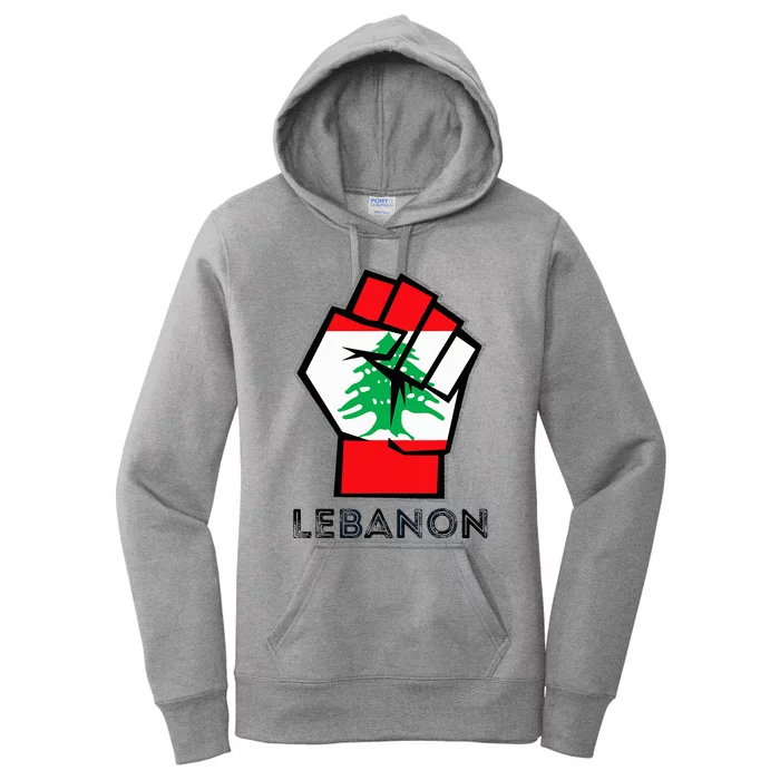 Lebanon Flag Lebanese Flag Fist Lebanese Patriotic Flag Women's Pullover Hoodie