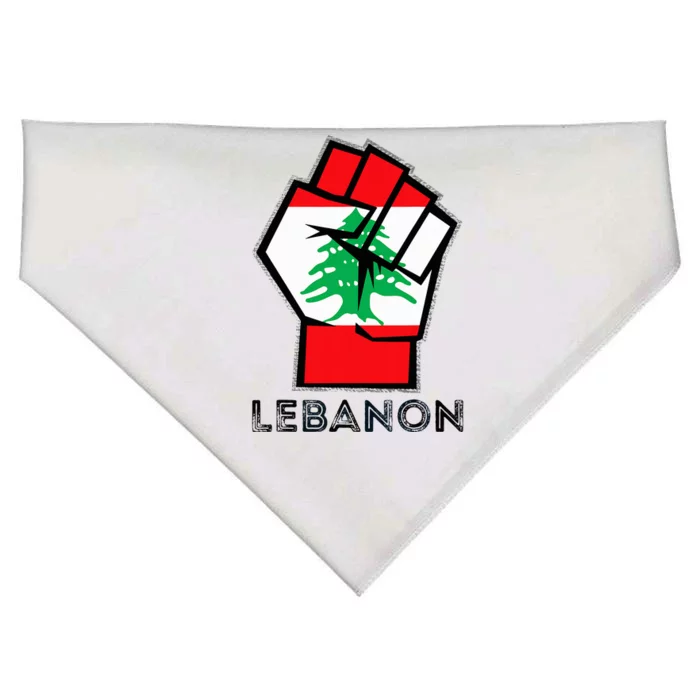 Lebanon Flag Lebanese Flag Fist Lebanese Patriotic Flag USA-Made Doggie Bandana