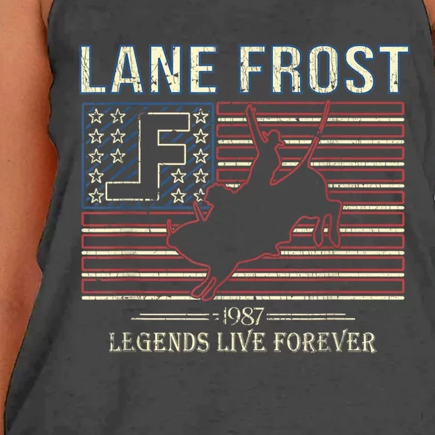 Lane Frost Legends Live Together Rodeo Lover Women's Knotted Racerback Tank