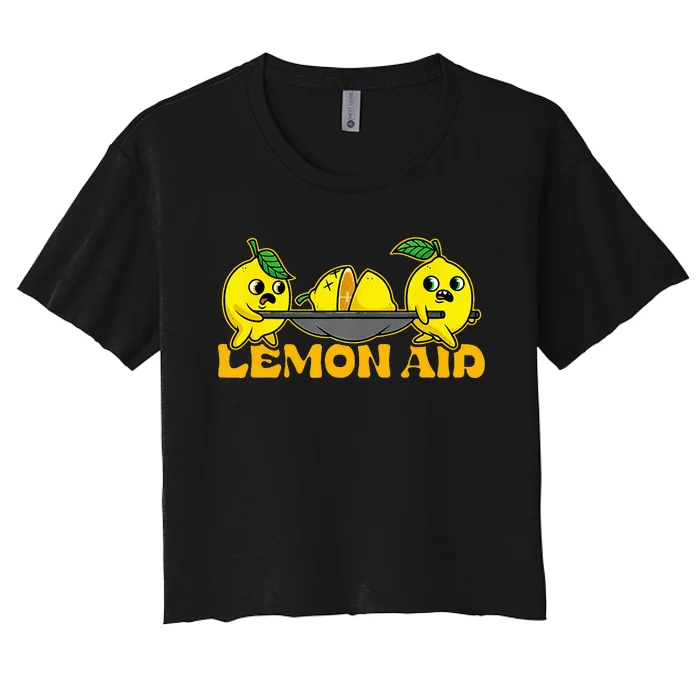 Lemonade Funny Lemon Aid Lemons Food Pun Fruit Nurse Women's Crop Top Tee