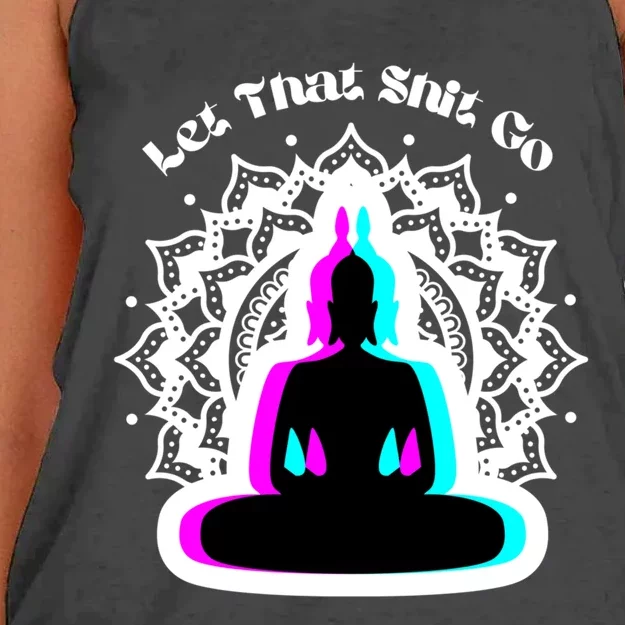 Lotus Flower Let That Shi!t Go Buddha Gift Women's Knotted Racerback Tank