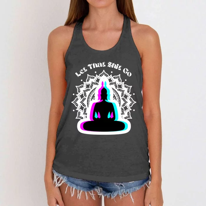 Lotus Flower Let That Shi!t Go Buddha Gift Women's Knotted Racerback Tank