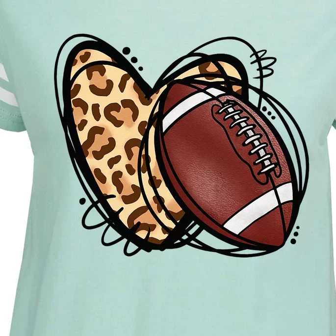 Leopard Football Love Heart Football Lover Football Season Enza Ladies Jersey Football T-Shirt