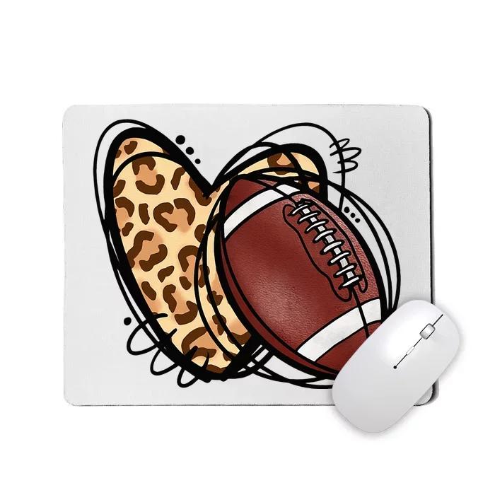 Leopard Football Love Heart Football Lover Football Season Mousepad