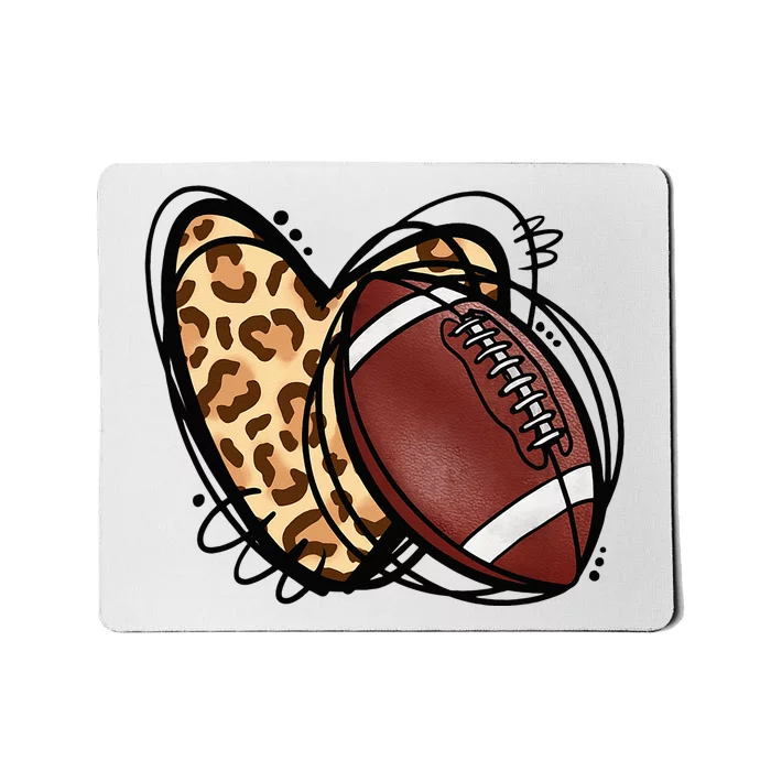 Leopard Football Love Heart Football Lover Football Season Mousepad