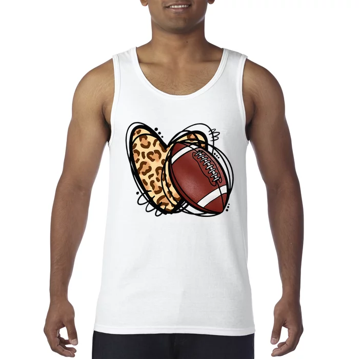 Leopard Football Love Heart Football Lover Football Season Tank Top