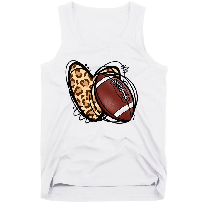 Leopard Football Love Heart Football Lover Football Season Tank Top