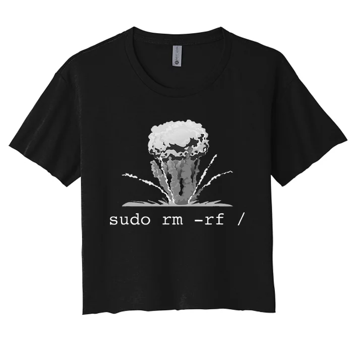 Linux Funny Linux Gift Command Sudo RM RF Women's Crop Top Tee