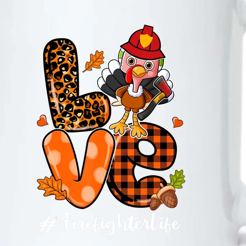 Love Firefighter Leopard Turkey Fall Thanksgiving Black Color Changing Mug