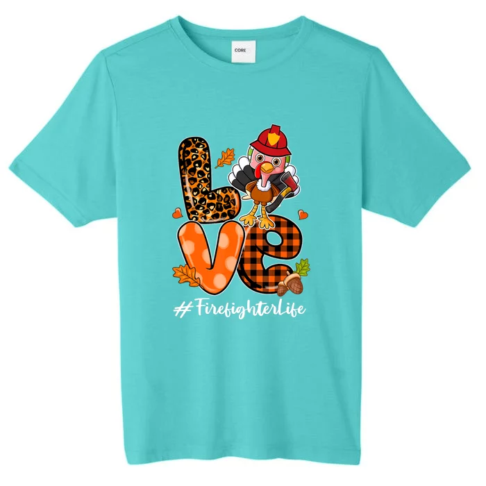 Love Firefighter Leopard Turkey Fall Thanksgiving ChromaSoft Performance T-Shirt