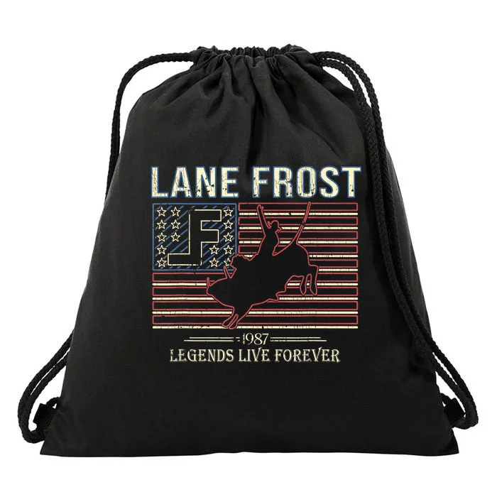 Lane Frost Legends Live Together Rodeo Lover Drawstring Bag