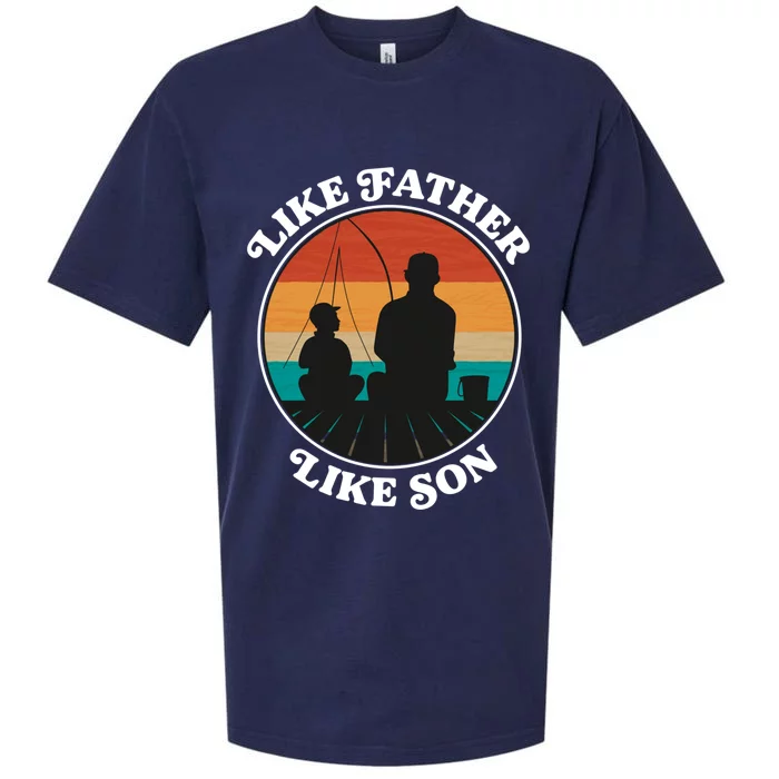 Like Father Like Son Gift Family Fishing Trip Gift Sueded Cloud Jersey T-Shirt