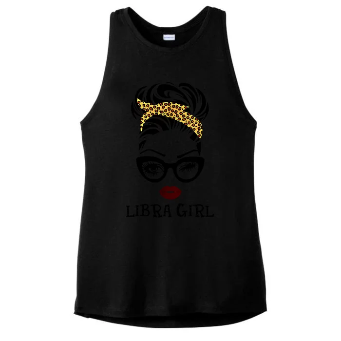 Libra Face Leopard Bandana Wink Eye Gift Ladies Tri-Blend Wicking Tank