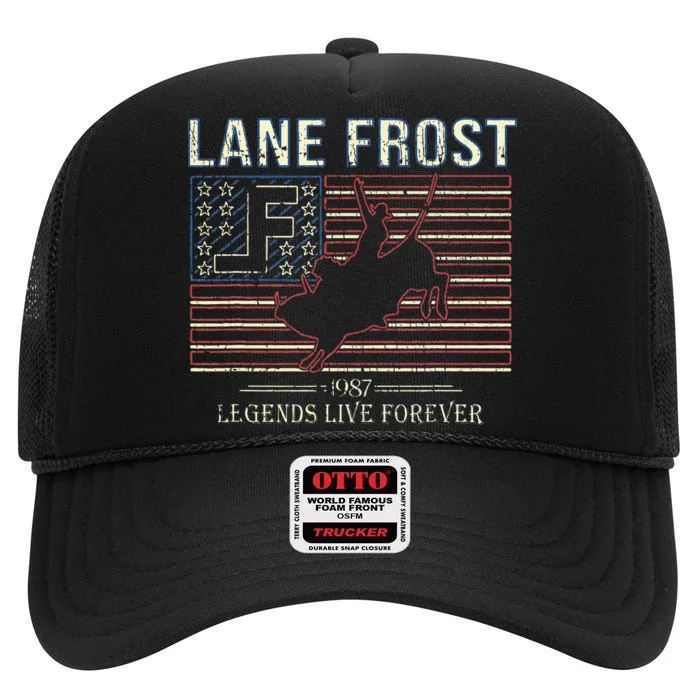 Lane Frost Legends Live Together Rodeo Lover High Crown Mesh Trucker Hat