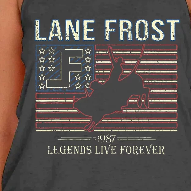 Lane Frost Legends Live Together Rodeo Lover Women's Knotted Racerback Tank