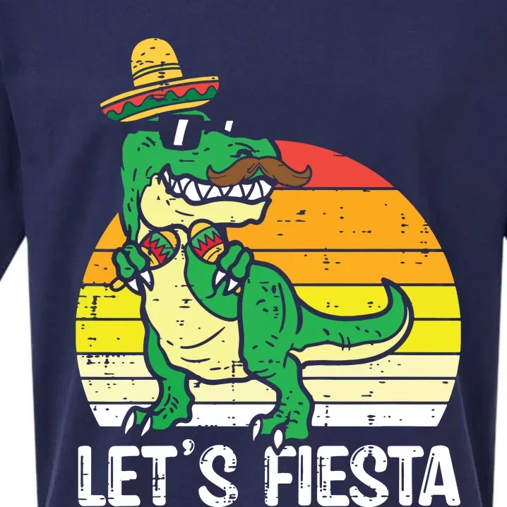 Lets Fiesta Mexican Dino Trex Cinco De Mayo Sueded Cloud Jersey T-Shirt