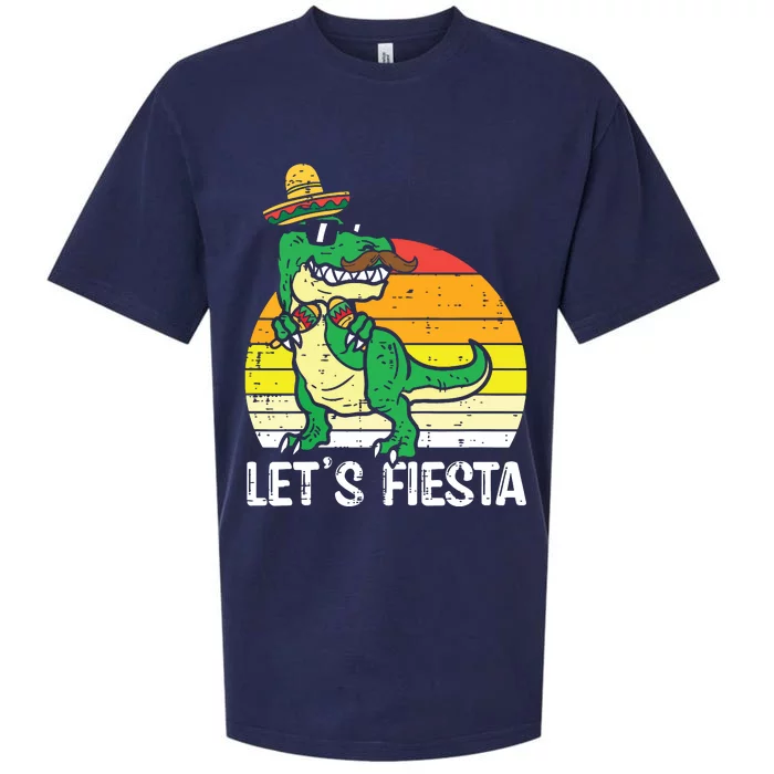 Lets Fiesta Mexican Dino Trex Cinco De Mayo Sueded Cloud Jersey T-Shirt