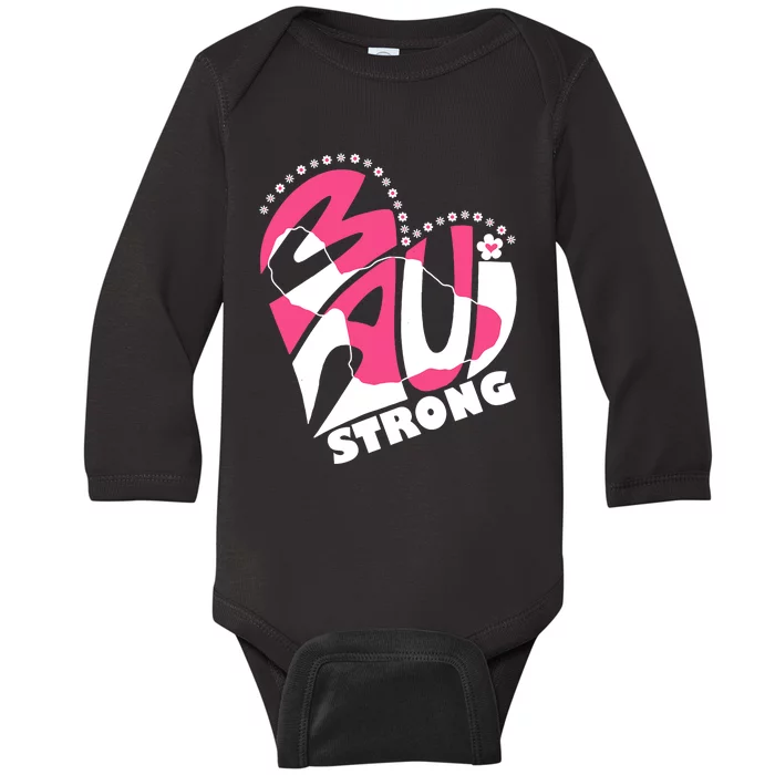 Love For Maui Hawaii Heart Flowers Ocean Beaches Strong Baby Long Sleeve Bodysuit