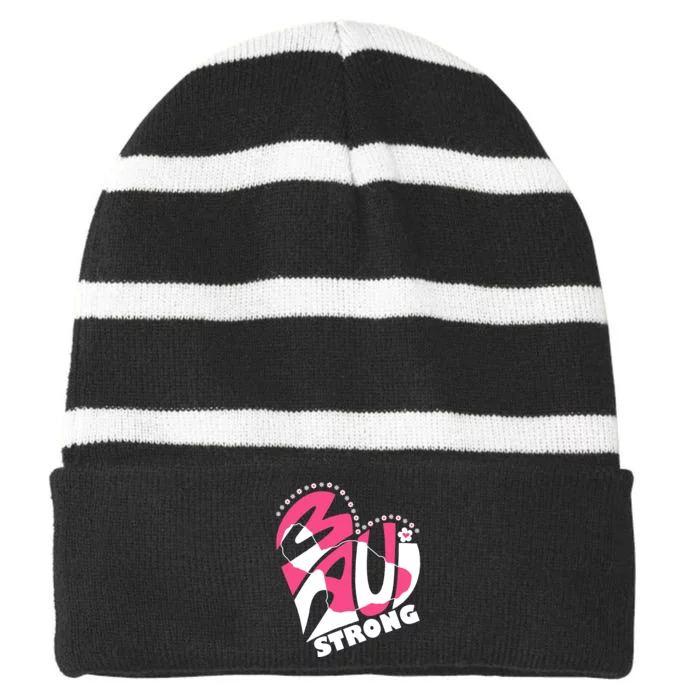 Love For Maui Hawaii Heart Flowers Ocean Beaches Strong Striped Beanie with Solid Band