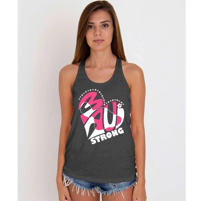 Love For Maui Hawaii Heart Flowers Ocean Beaches Strong Women's Knotted Racerback Tank