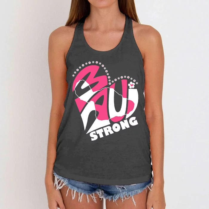 Love For Maui Hawaii Heart Flowers Ocean Beaches Strong Women's Knotted Racerback Tank