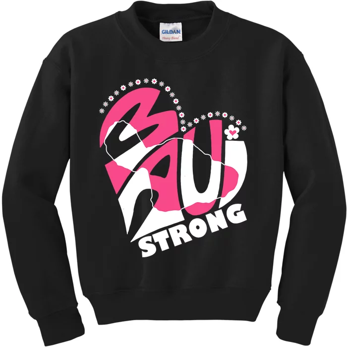 Love For Maui Hawaii Heart Flowers Ocean Beaches Strong Kids Sweatshirt