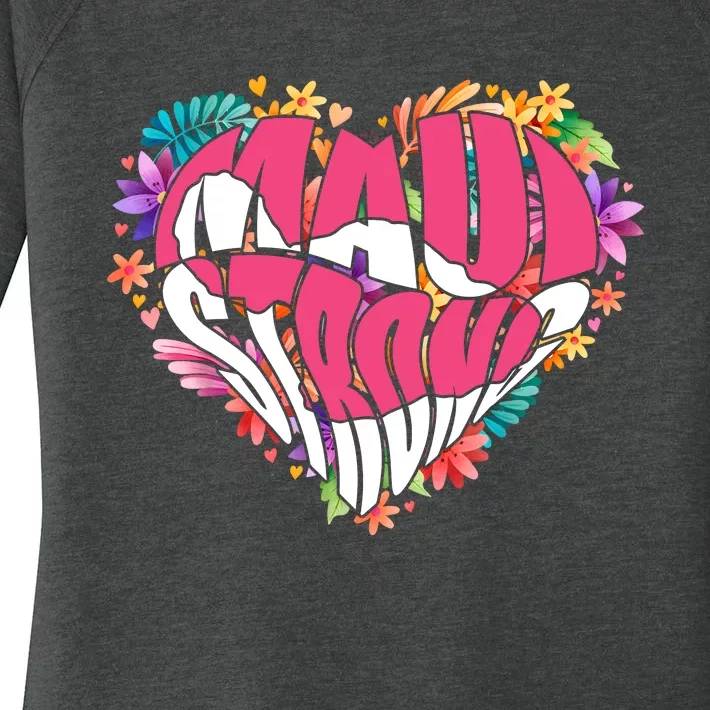 Love For Maui Hawaii Heart Flowers Ocean Beaches Women's Perfect Tri Tunic Long Sleeve Shirt